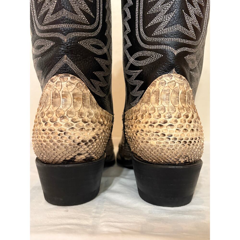 Handcrafted Mexico Size 9.5 Exotic Python Western… - image 6